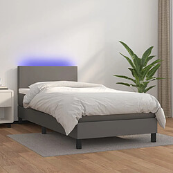 VIDAXL Sommier à lattes avec matelas et LED 100x200 cm - Gris