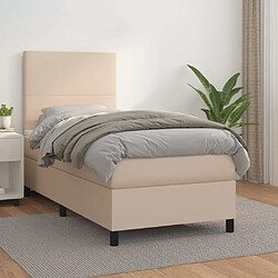 vidaXL Sommier Cappuccino 90x200 Sommier à lattes avec matelas - Similicuir cappuccino - 90 x 200 cm