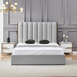 MEUBLER DESIGN Lit coffre Veneto - Gris 180x200 cm
