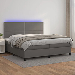 VidaXL Sommier à lattes avec matelas et LED - Gris - 200x200 cm