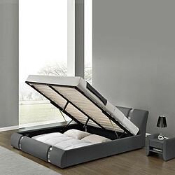 MEUBLER DESIGN Lit coffre relevable 140x190 cm - Gris