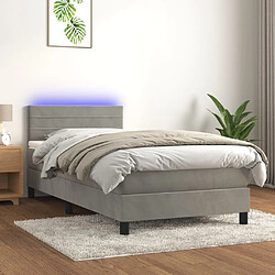 vidaXL Sommier à lattes avec matelas et LED 90x200 cm - Gris clair