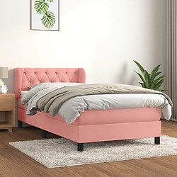 vidaXL Sommier à lattes avec matelas - Rose 80x200 cm velours
