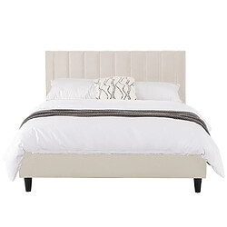 Concept Usine Lit 160x200 cm en velours beige CAMBRIDGE