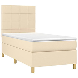 Avis VidaXL Sommier et matelas 100x200 cm - Crème tissu