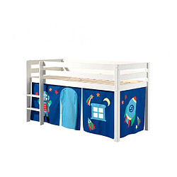 MES Lit surélevé PINO - Blanc 90x200 cm