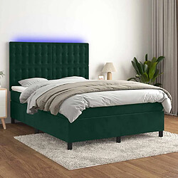 VidaXL 3136368 - Vert foncé Sommier à lattes avec matelas 140x200 cm - LED colorées - Matelas à ressorts ensachés