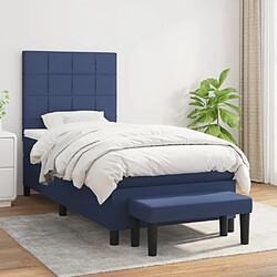 vidaXL Lit à lattes avec matelas 90x190 cm - Bleu
