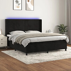 VIDAXL Sommier à lattes et LED - Noir Lit avec LED - Velours doux - 180x200 cm - Matelas à ressorts ensachés