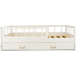 Velinda Lit Enfant Bois Scandinave - Blanc 160x80 cm Lit d'enfant avec tiroir - Design scandinave - Bois durable - Couleur blanche élégante