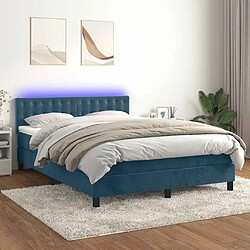 vidaXL Sommier tapissier - 140x200 cm - LED Bleu foncé