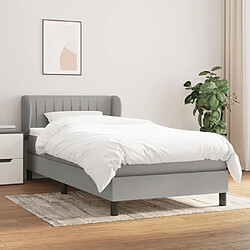 vidaXL Sommier à lattes avec matelas Gris clair 90x190 cm Lit simple - Sommier à lattes - Matelas à ressorts ensachés - Tissu polyester - Bois de mélèze - 193 x 93 cm