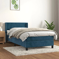 vidaxL 3130809 - Bleu foncé Sommier à lattes 80x200 cm - Velours doux - Matelas à ressorts ensachés - Surmatelas inclus