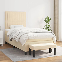 vidaXL Lit Sommier à Lattes - Crème 90x190 cm Tissu