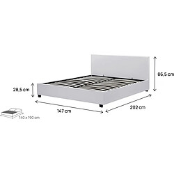 Acheter Habitat Et Jardin Lit double avec coffre Carla - 140 x 190 cm - Blanc