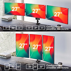 Avis ONKRON Bras Ecran PC 3 Ecran pour 13 - 32 Ecran & TV, 8 kg - VESA 75x75 - 100x100,G280-B