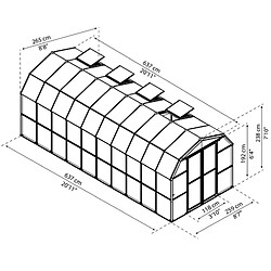 Serre de jardin 8x20 pieds vert - 702495 - Grand Gardener - PALRAM