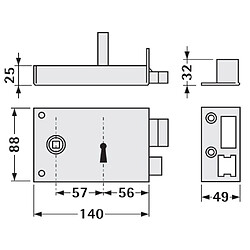 Jpm serrure horizontale 4 gorges à fouillot