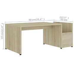 vidaXL Table basse Chêne sonoma 90x45x35 cm bois d’ingénierie pas cher