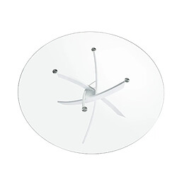 Angel Cerda Table à manger ronde verre trempé et acier blanc pas cher