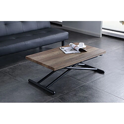 Pegane Table basse extensible - Noyer et noir pas cher