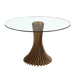 Angel Cerda Table à manger ronde verre trempé et noyer
