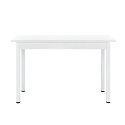 Helloshop26 Table de salle à manger de cuisine MDF placage acier 120 cm x 60 cm x 75 cm blanc 03_0004293