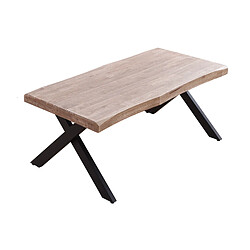 Pegane Table basse relevable en bois et métal coloris chêne miel noir - longueur 120 x profondeur 66 x hauteur 47-62 cm