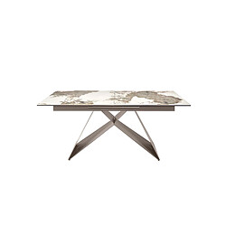 Angel Cerda Table de salle à manger rectangulaire à rallonge en marbre porcelaine et acier gris taupe