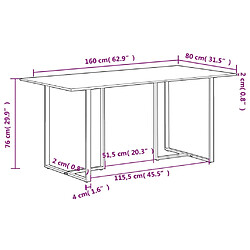 VidaXL Table salle à manger 160 cm - Bois de manguier pas cher