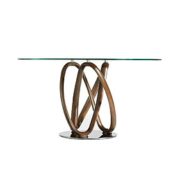 Angel Cerda Table à manger ronde verre trempé et noyer