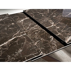 Angel Cerda Table à manger à rallonge rectangulaire marbre porcelaine et acier effet noyer pas cher