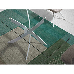 Angel Cerda Table à manger rectangulaire verre trempé et acier blanc pas cher