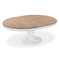 Acheter Table ronde extensible en bois massif Héloïse Bois naturel et pied blanc