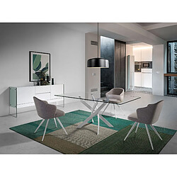 Avis Angel Cerda Table à manger rectangulaire verre trempé et acier blanc