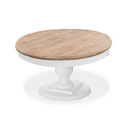 Table ronde extensible en bois massif Héloïse Bois naturel et pied blanc