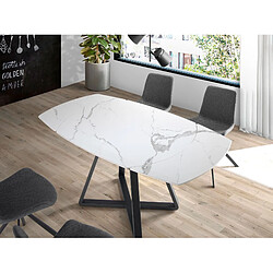 Avis Angel Cerda Table à manger à rallonge baril ovale marbre porcelaine et acier noir