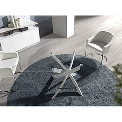 Acheter Angel Cerda Table à manger ronde verre trempé et acier blanc