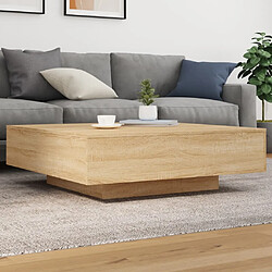 vidaXL Table basse - Chêne sonoma Table basse LED - Bois d'ingénierie - 100x100x31 cm - Dessus robuste