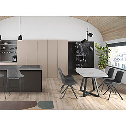 Acheter Angel Cerda Table à manger à rallonge baril ovale marbre porcelaine et acier noir