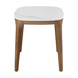 Angel Cerda Table d'angle carrée en marbre porcelaine et noyer