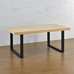 Bcelec HM8072-B Jeu de 2 Pieds de table en acier format rectangulaire noir, Pieds pour meubles, Pieds de table métal 80x72cm