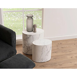 Lisa Design Aeryn - lot de 2 tables basses - effet marbre blanc - 48 et 40 cm Aeryn - lot de 2 tables basses - effet marbre blanc - 48 et 40 cm - Blanc