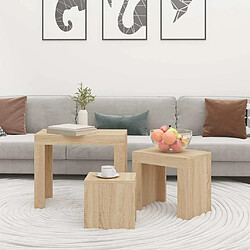 Avis vidaXL Tables basses gigognes 3 pcs chêne sonoma