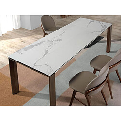 Acheter Angel Cerda Table à manger à rallonge rectangulaire marbre porcelaine et noyer