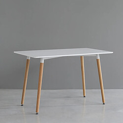 WILSA Table scandinave Table scandinave - MDF et bois de hêtre - Blanc - 4 personnes