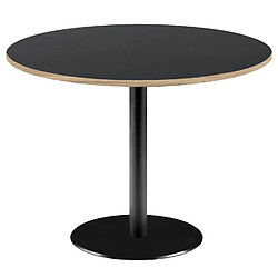 Restootab Table Ø120cm - modèle Rome noir avec chants bois