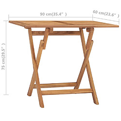 vidaXL Table à dîner pliable jardin 90x60x75 cm - Bois de teck pas cher