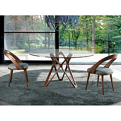 Avis Angel Cerda Table à manger ronde verre trempé et noyer