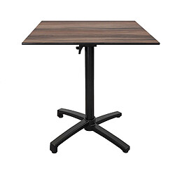 Restootab Table de jardin carrée pliante - Bois foncé
